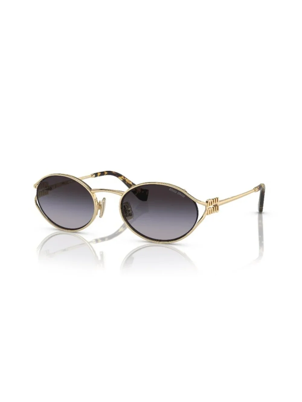 New Miu Miu Women's Sunglasses Gold Round Grey Lens Metal Frame MU 52YS ZVN5D1